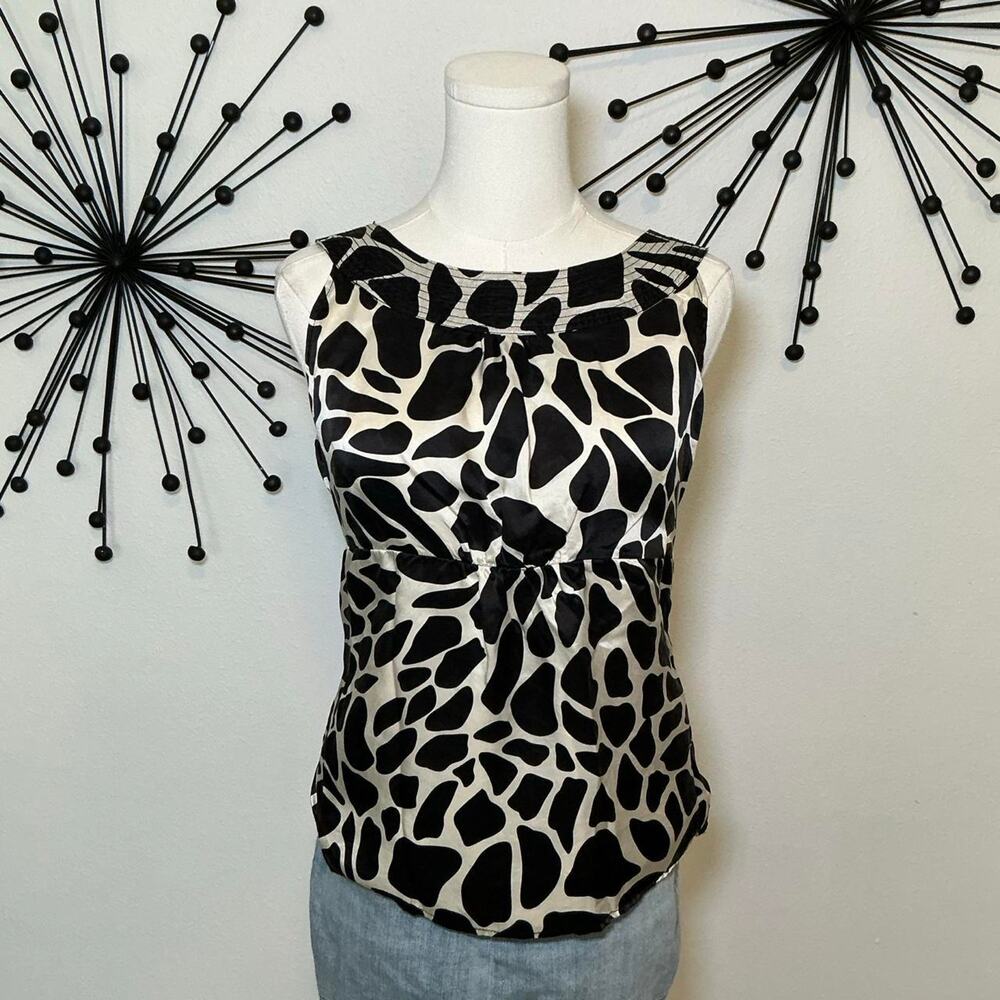 Camille La Vie 100% Silk Giraffe Print Sleeveless Blouse Top Size 6